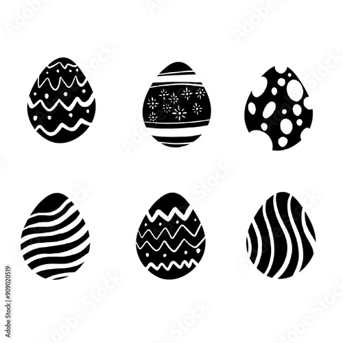 set of easter egg hand draw tyle photo