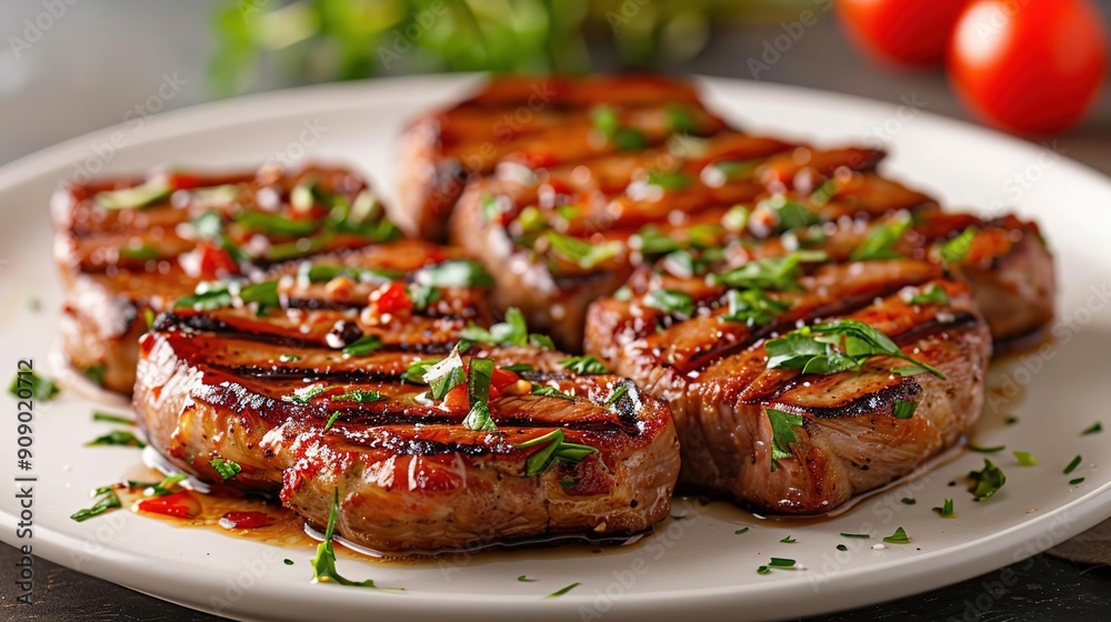Grilled Steak with Parsley and Chili Flakes Food Photography Grilled Steak with Parsley and Chili Flakes Food Photography