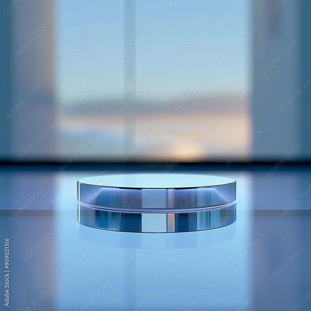 interior of a modern house with close up product display podium interior of a modern house with close up product display podium