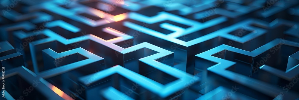 Abstract blue maze pattern, complex and intricate, futuristic technology concept. Abstract blue maze pattern, complex and intricate, futuristic technology concept.