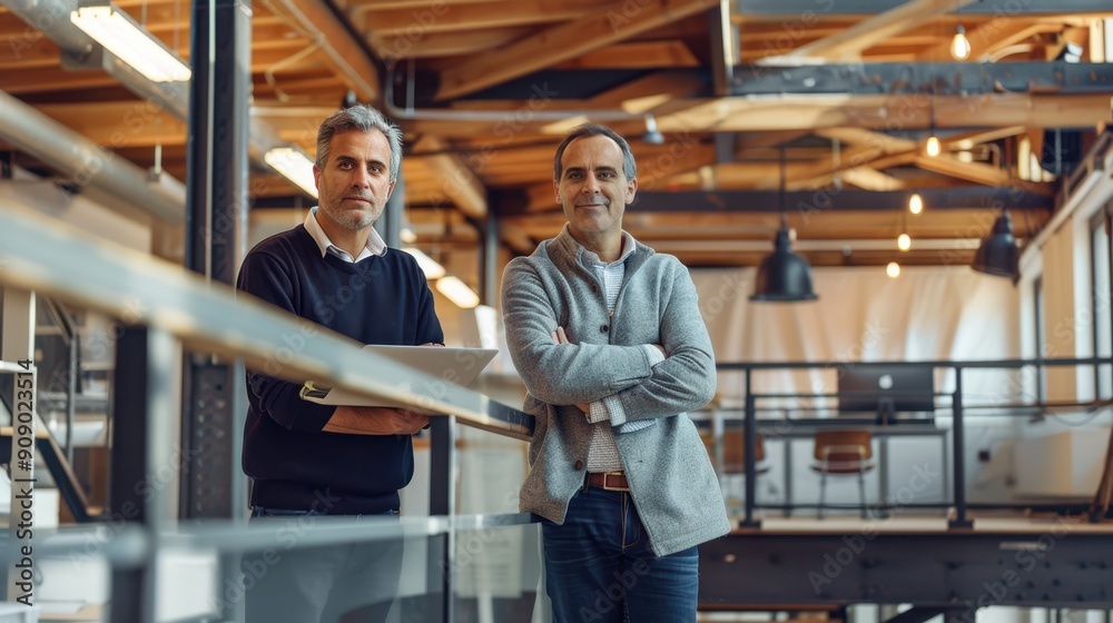 Two men in modern office. Two men in modern office.