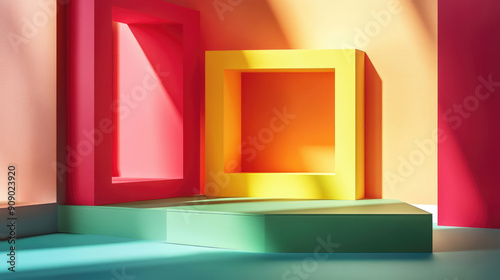 Vibrant Light and dynamic Shadows  playful and aesthetic atmosphere