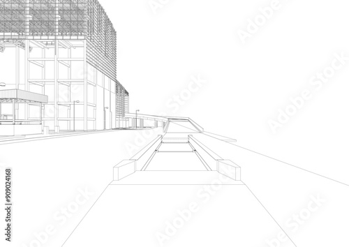 3D illustration of industrial project