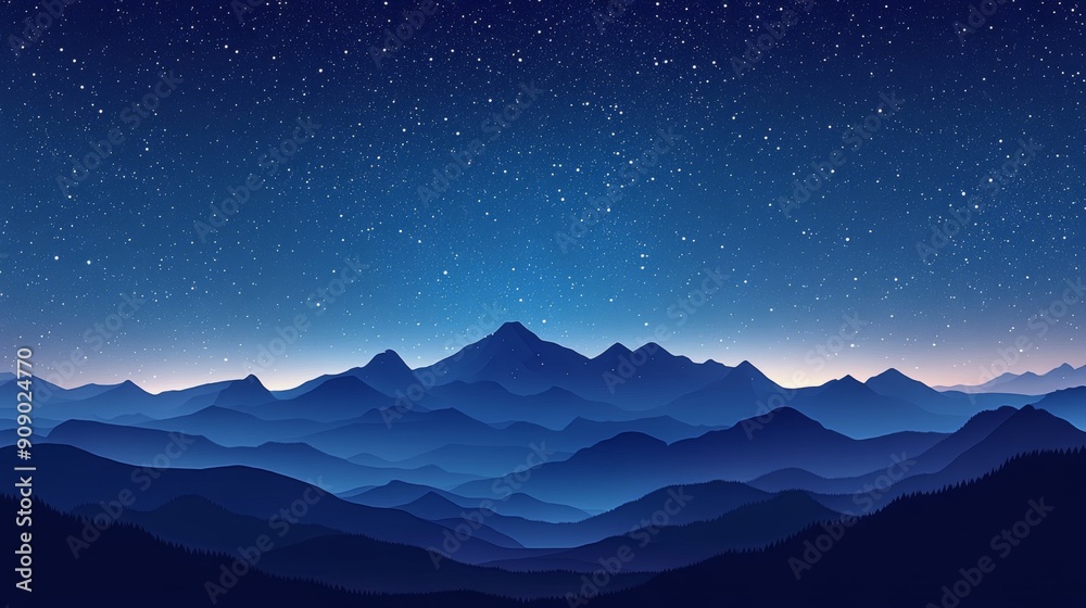 Starry Night Over Silhouette Mountains Starry Night Over Silhouette Mountains