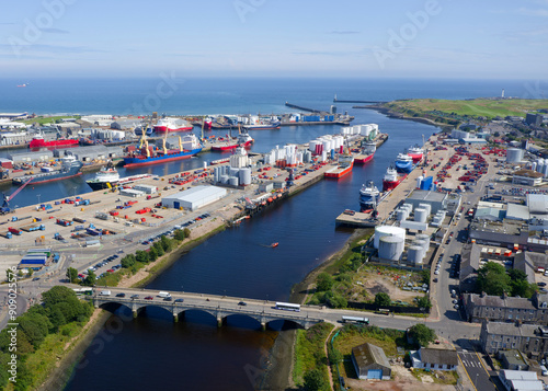 Aberdeen harbour and ships viewed from above