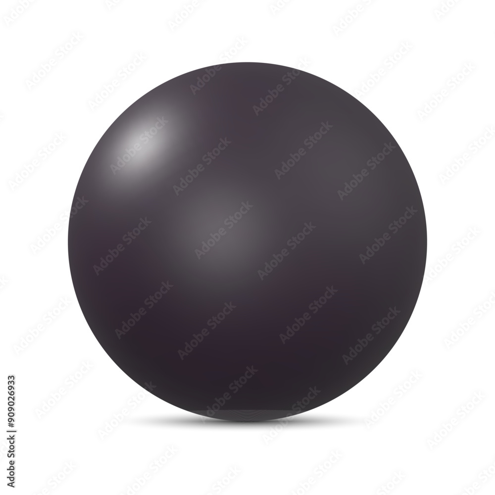Realistic dark glossy 3D sphere isolated
