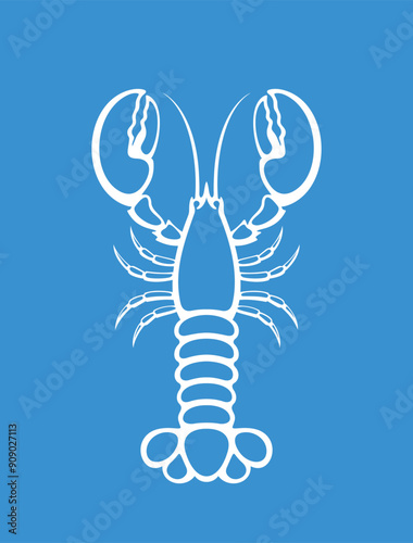 Lobster outline. Isolated lobster on white background