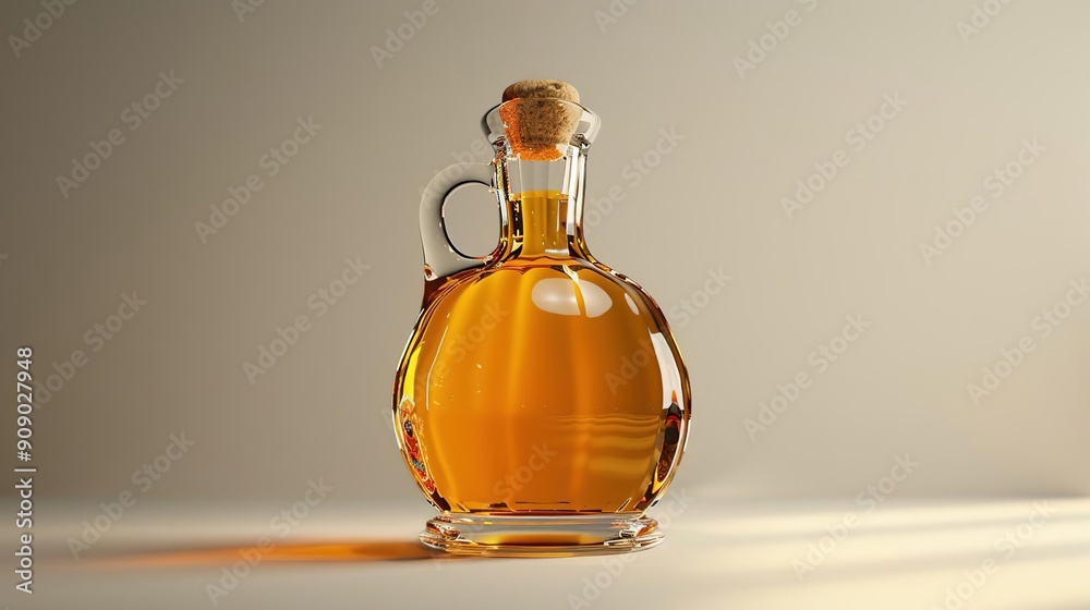 3D Render of a Glass Bottle with Golden Liquid and Cork 3D Render of a Glass Bottle with Golden Liquid and Cork