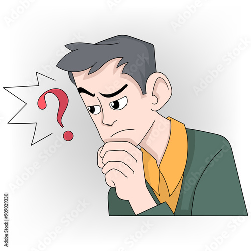 man is showing a thinking and suspicious face