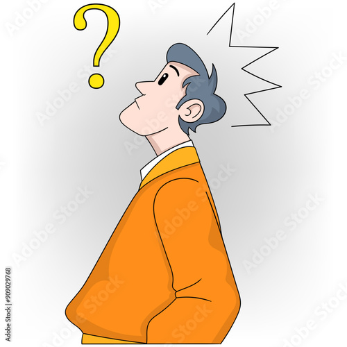 doodle cartoon illustration of thinking activity solving problems