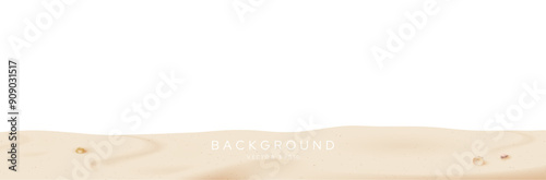 Summer beach sand on white banner background for poster or products display vector design