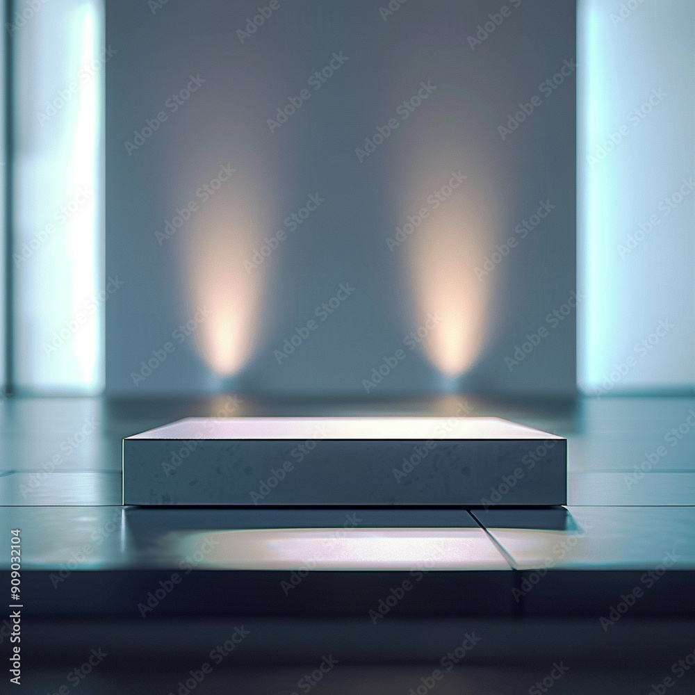 interior of a modern house with close up product display podium interior of a modern house with close up product display podium