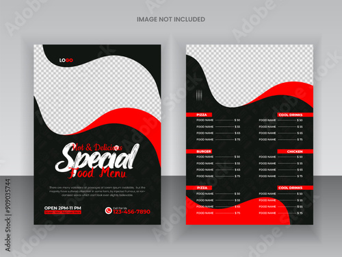 Restaurant Food Menu Design appetizer Template healthy food flyer and restaurant menu card design and bifold brochure design template