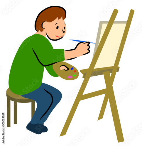 絵を描く女性のイラスト