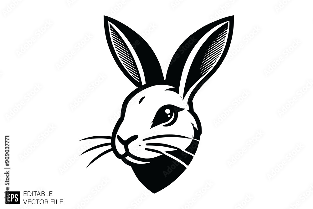 rabbit illustration vector design flat black and white design rabbit illustration vector design flat black and white design