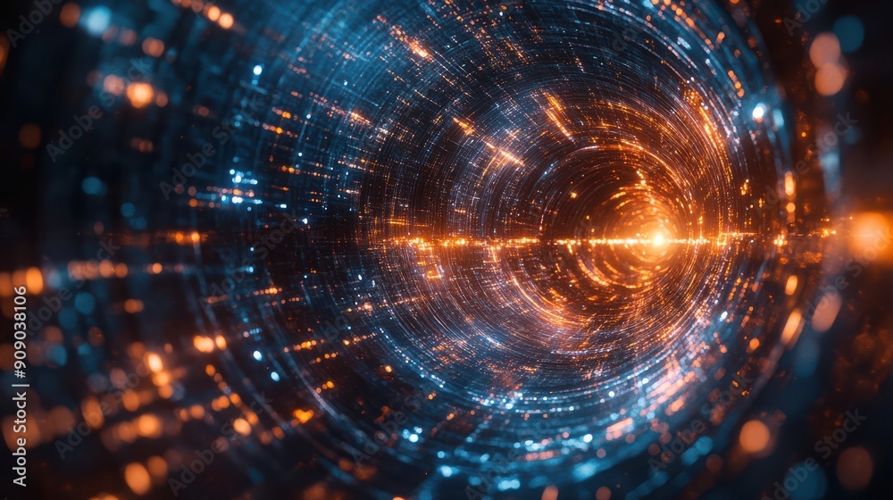 A spiral of light and dark colors with a bright orange spot in the center. The colors and shapes create a sense of movement and depth, as if the viewer is being pulled into the center of the spiral A spiral of light and dark colors with a bright orange spot in the center. The colors and shapes create a sense of movement and depth, as if the viewer is being pulled into the center of the spiral