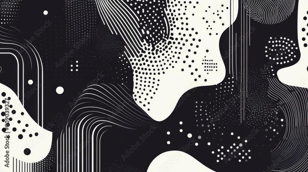 Abstract Black and White Pattern with Geometric Shapes