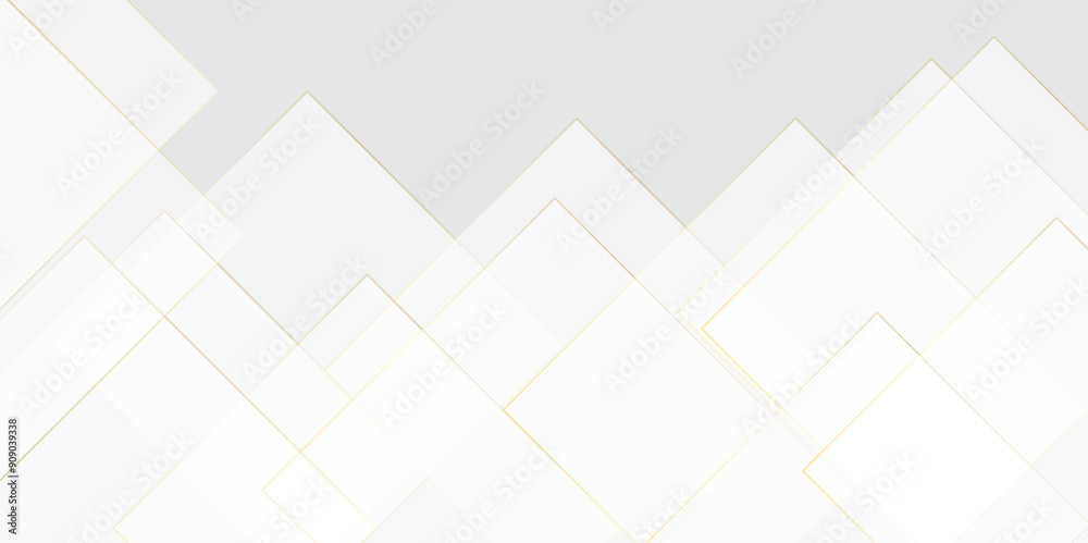Fototapeta premium White square pattern on banner design. Modern and minimal concept gold lines abstract geometric background. Vector abstract elegant with copy space template design.