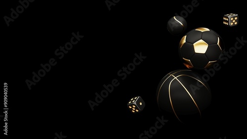 Sports betting, sports gambling - 3d render. Background concept for casino and sports ball games. Flying chips for online casinos and mobile gambling applications, poker - winner, wealth concept.
