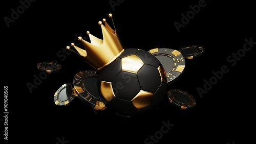 Sports betting, sports gambling - 3d render. Background concept for casino and sports ball games. Flying chips for online casinos and mobile gambling applications, poker - winner, wealth concept.