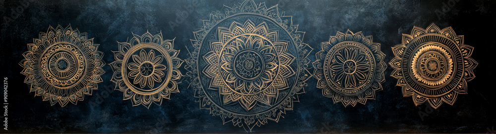 Intricate mandala designs against a dark background, showcasing detailed patterns and textures for artistic inspiration. Intricate mandala designs against a dark background, showcasing detailed patterns and textures for artistic inspiration.
