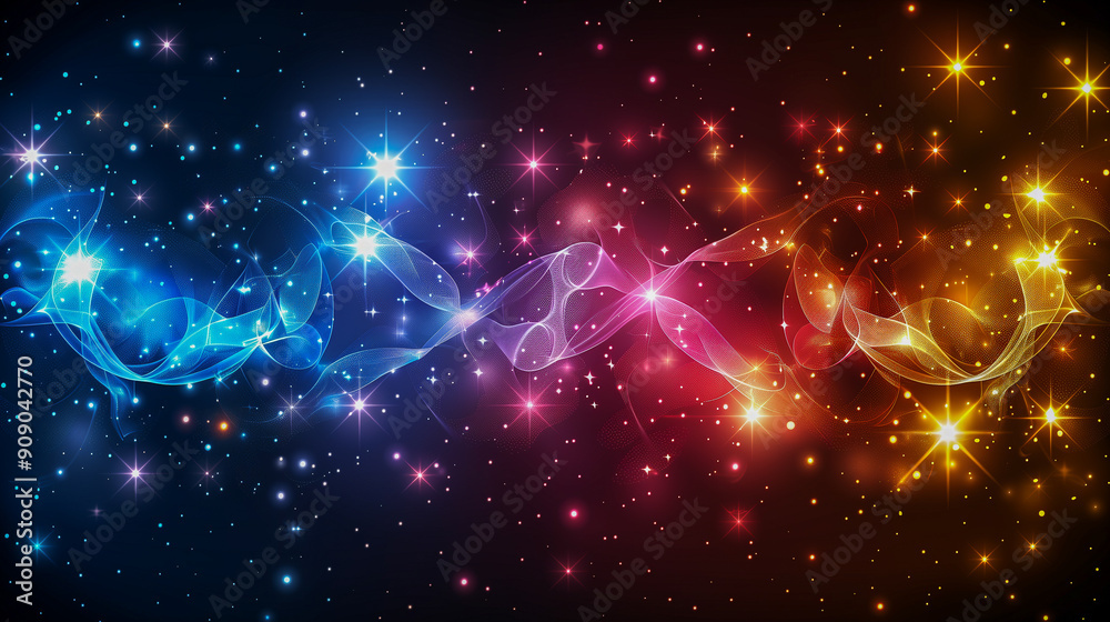 Celestial Dance of Blue and Red Light Waves.. Celestial Dance of Blue and Red Light Waves..