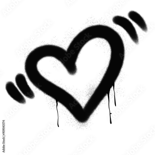 Love symbol spray paint graffiti drip. Vector illustration