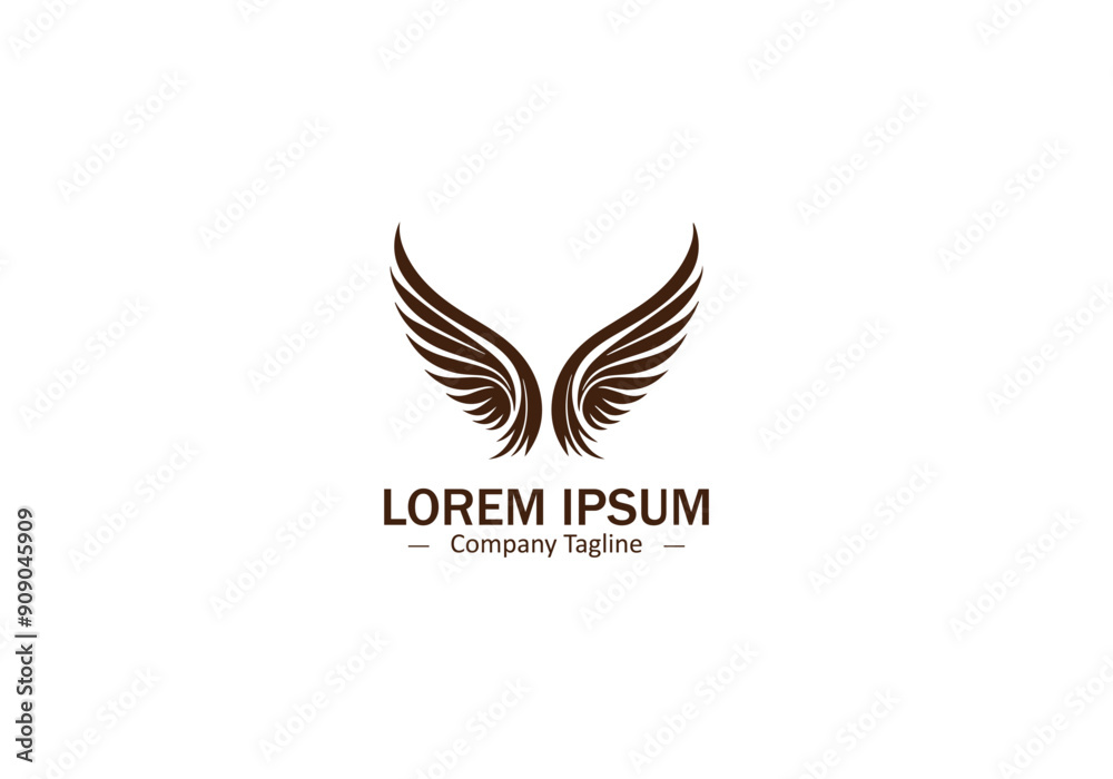 Fototapeta premium Abstract Wing Feather Silhouette Icon Vector for Modern Logo Design