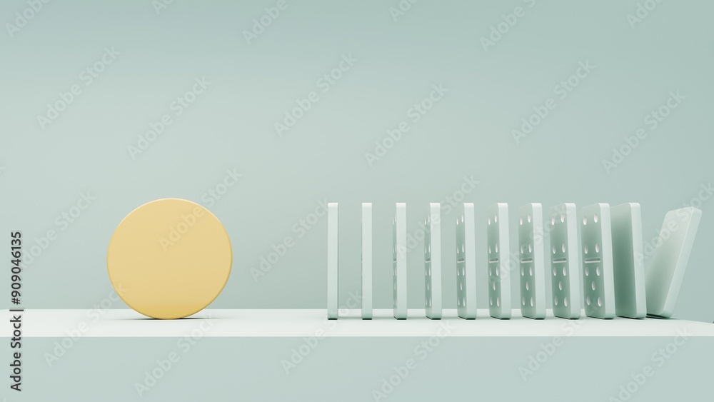 Domino game - 3d render. Tiles, blocks of dominoes with even dots on pastel background. Domino effect business concept, logo for companies, trainings. Board game of dice with a winner and a loser. Domino game - 3d render. Tiles, blocks of dominoes with even dots on pastel background. Domino effect business concept, logo for companies, trainings. Board game of dice with a winner and a loser.