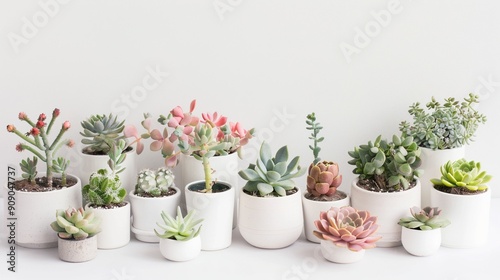 Wallpaper Mural The Stunning Various Types of Succulent Indoor Plants Potted for Landscaping against a White Background: A Harmonious Blend of Nature and Aesthetics. Offering a Serene and Inviting Visual Experience. Torontodigital.ca