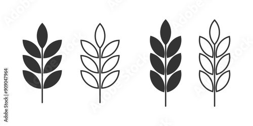 Wheat icon. Gluten free icon, wheat leaf, Agriculture line and flat icons set, editable stroke isolated on white, linear vector outline illustration, symbol logo design style, flour oat, dietary grain