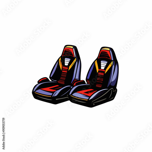 Two modular triangular-shaped car seats, one in white and one in gray, on a white background.