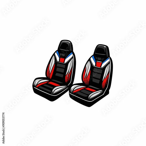 Two modular triangular-shaped car seats.