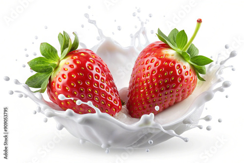 milk splash with strawberries