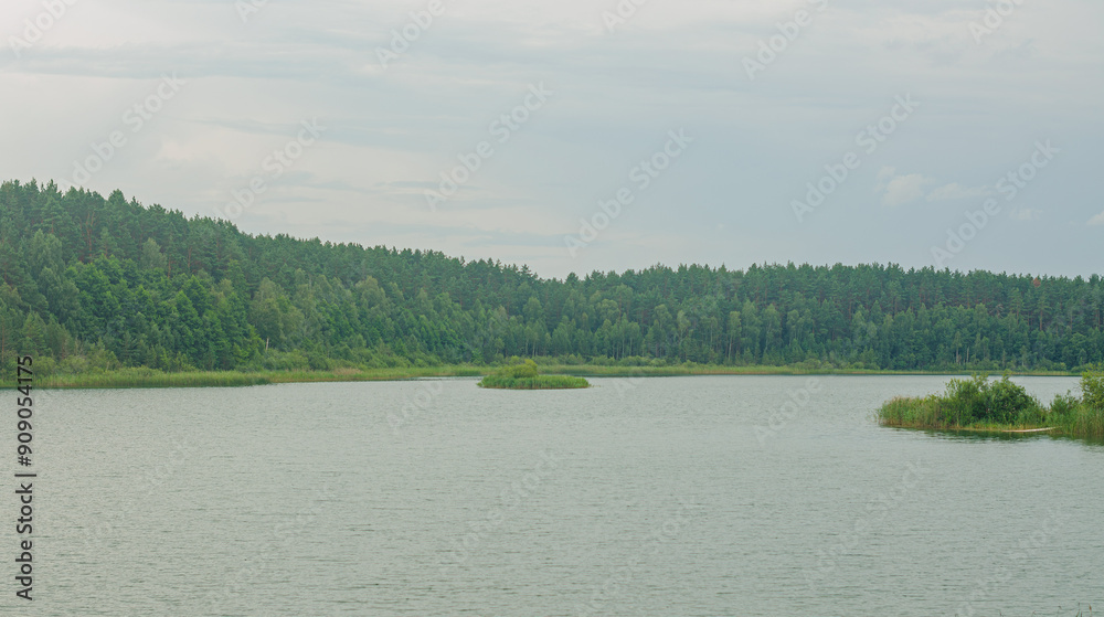 Scenic view of lake against sky during summer in Lithuania . High quality photo Scenic view of lake against sky during summer in Lithuania . High quality photo