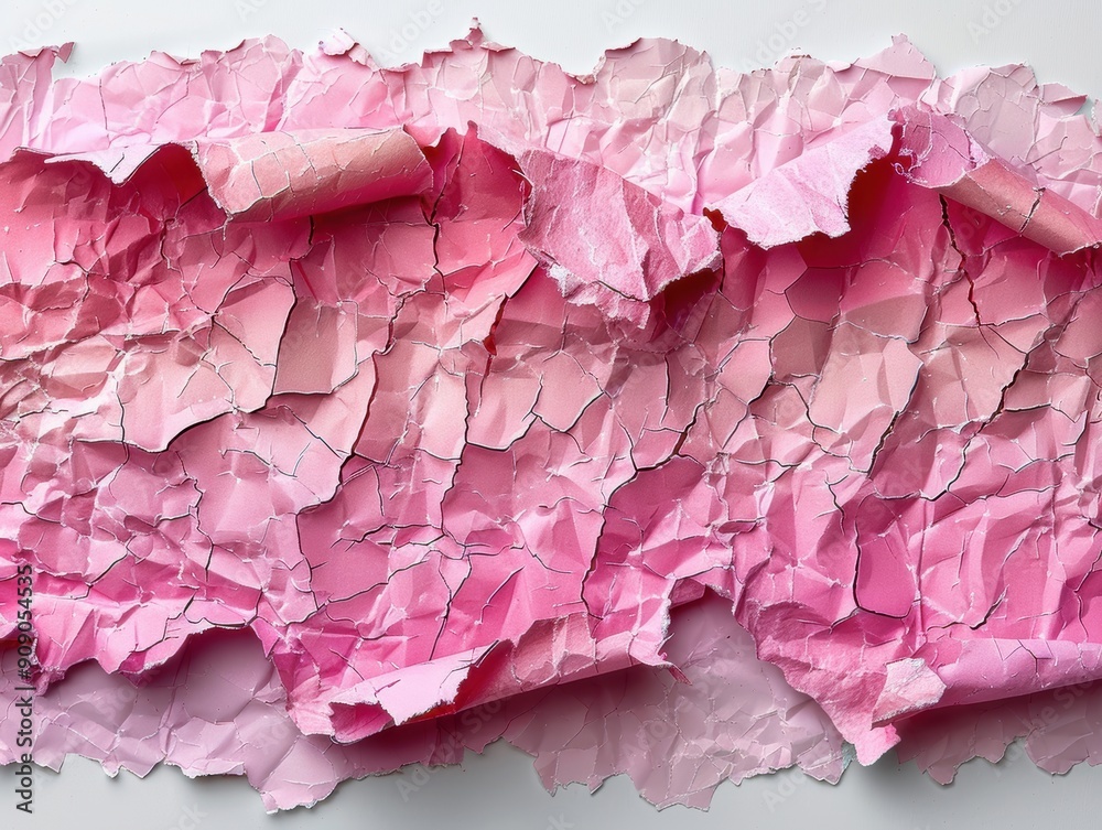 Fototapeta premium torn pink paper on a white background.