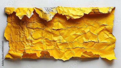 torn yellow paper on a white background. photo