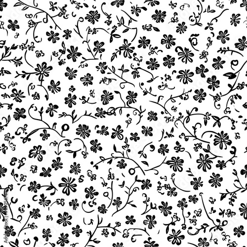Delightful mix of small flowers and leaves with intricate detailing and a playful feel, seamless pattern vector