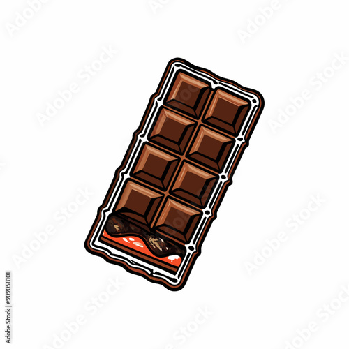 A close-up of a chocolate bar, showing its rich, brown color and textured surface.