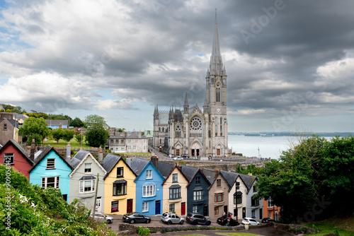 Deck of cards houses and st colmans cathedral at Cobh city Ireland Europe photo