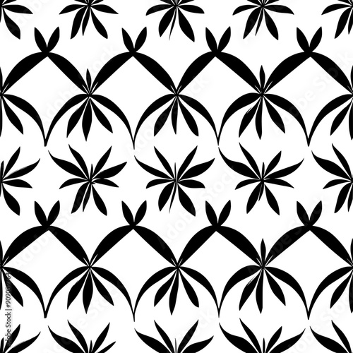 Crisp, abstracted flowers with sharp lines and repetitive, orderly layouts, seamless pattern vector