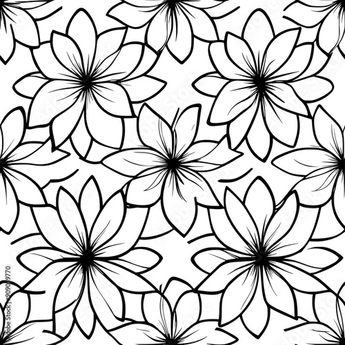 Crisp, abstracted flowers with sharp lines and repetitive, orderly layouts, seamless pattern vector