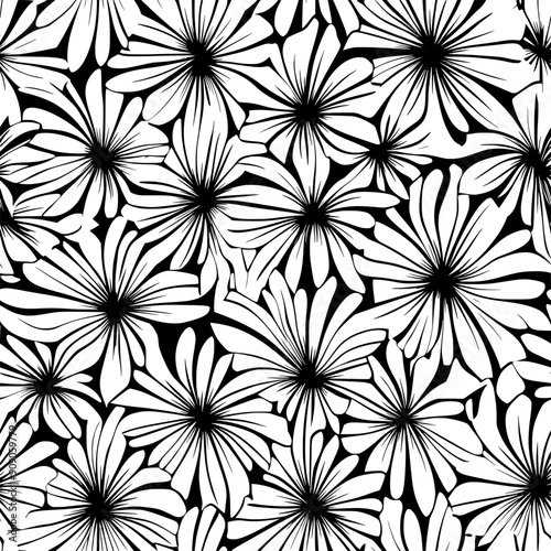 Crisp, abstracted flowers with sharp lines and repetitive, orderly layouts, seamless pattern vector