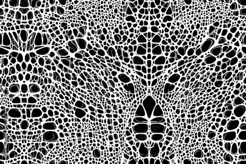 Crocodile skin pattern with interconnected, angular shapes surrounded by thin lines, seamless pattern vector