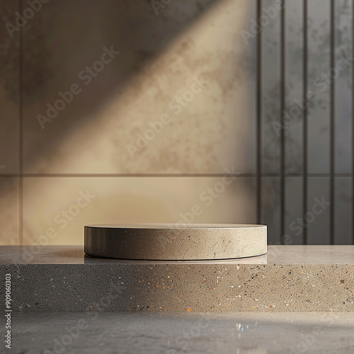 interior of a modern house with close up product display podium