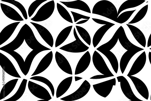 Interlocking circles creating a floral-like geometric design, with each circle sharing a common intersection point, seamless pattern vector