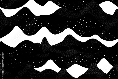 Series of mountain-like forms, evenly spaced, creating a consistent, nature-inspired pattern, seamless pattern vector
