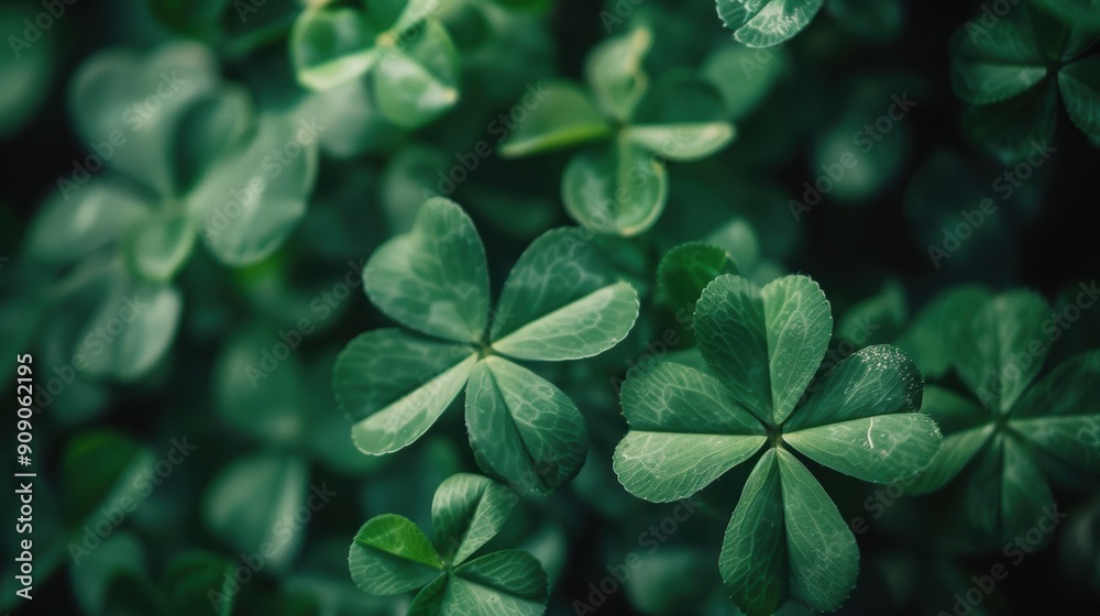 Fresh and vibrant atmosphere created by natural background and green clover leaves Fresh and vibrant atmosphere created by natural background and green clover leaves