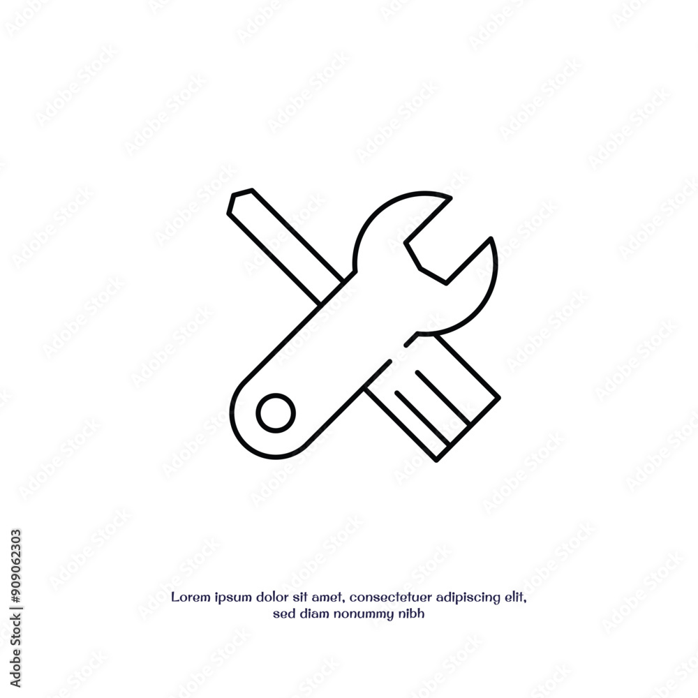 wrench and screwdriver thin outline icon vector design good for web or mobile app wrench and screwdriver thin outline icon vector design good for web or mobile app