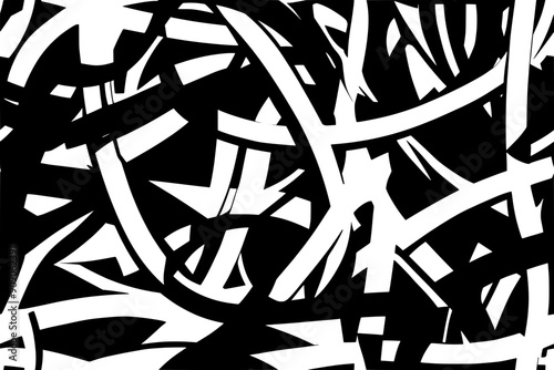 Chaotic mix of curved and angular lines intersecting unpredictably, with varying thickness and direction, seamless pattern vector